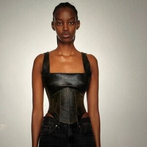 MISBHV Faux Leather Cracked Harley Corset. NWT